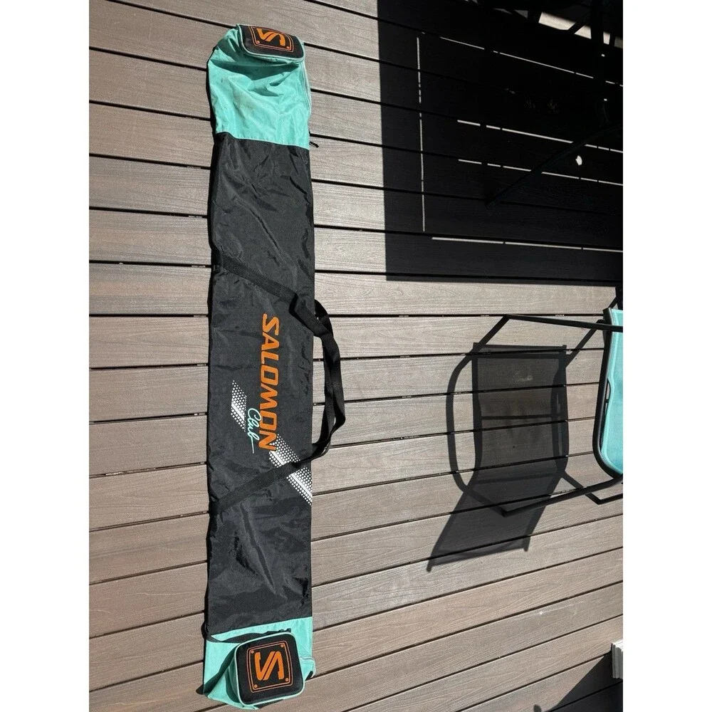 Vintage Neon Retro 90’s Teal Orange Black Salomon Club Ski Bag 83.5” x 12.25”